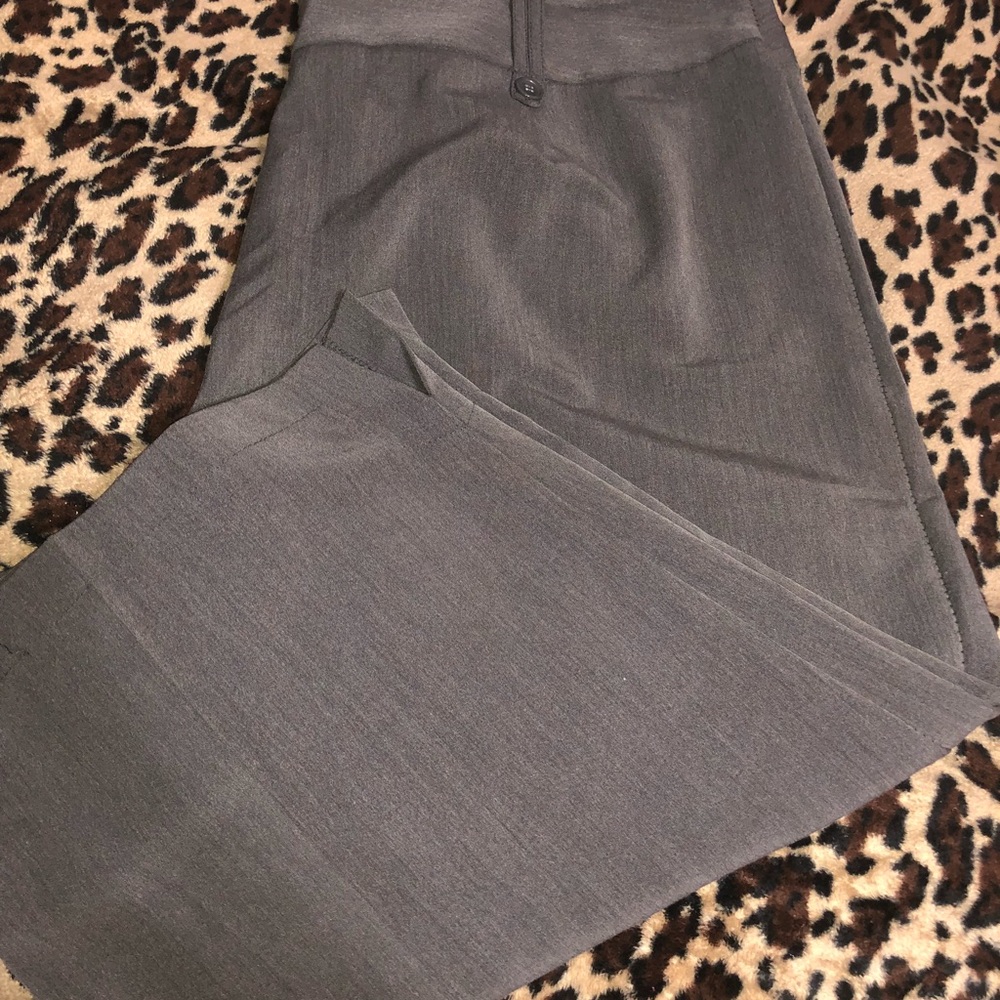 Grey calf-length trousers